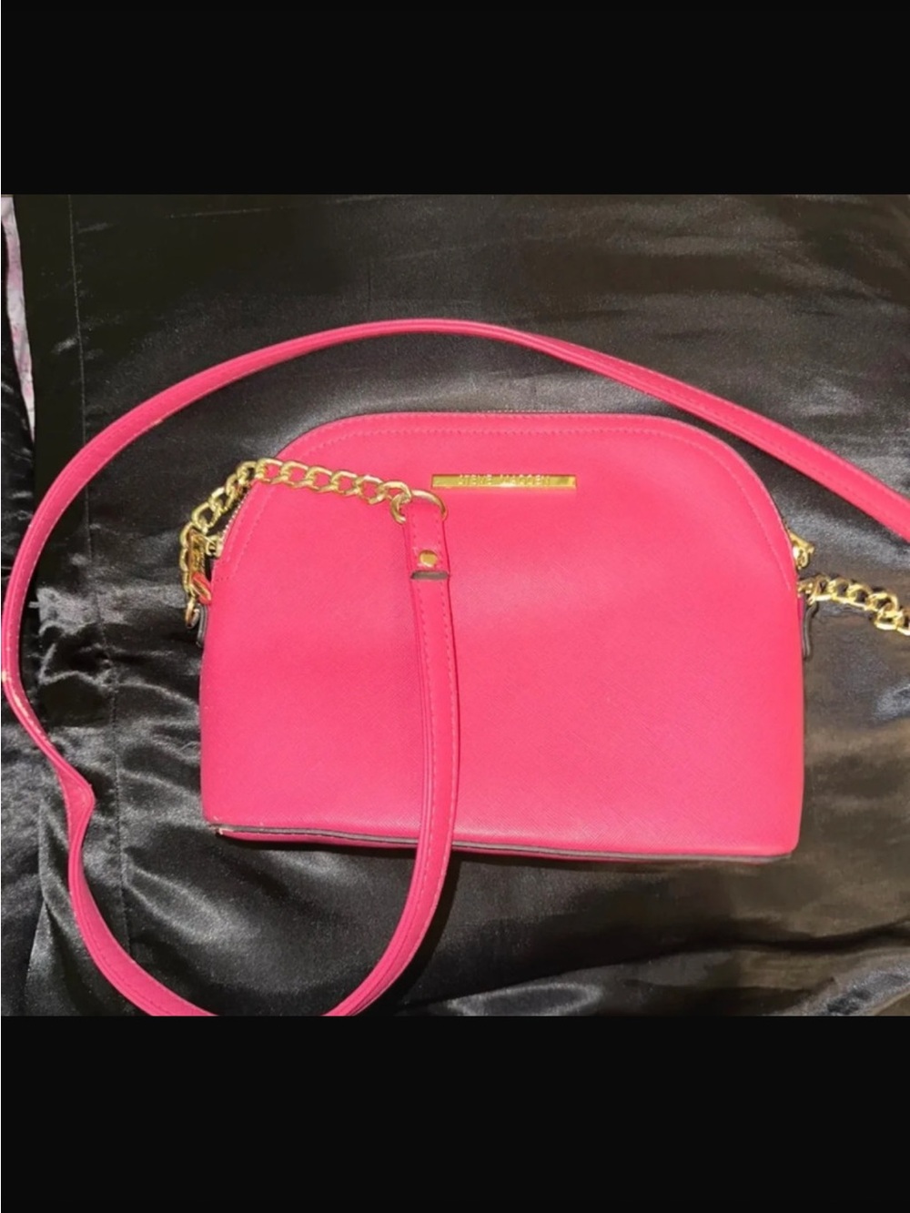Steve Madden Hot Pink Crossbody with Gold Chain Accent